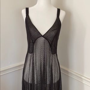 Zara black mesh polka dot maxi dress XS